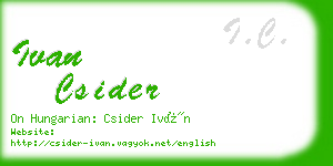 ivan csider business card